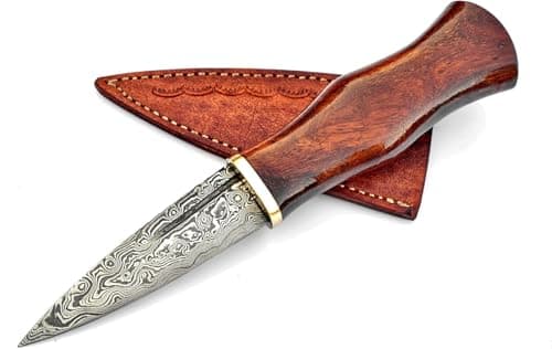 Predator Hunter 9" Damascus Steel Fixed Blade Skinning Knife (Exotic Wood Handle) — Scottish Dirk