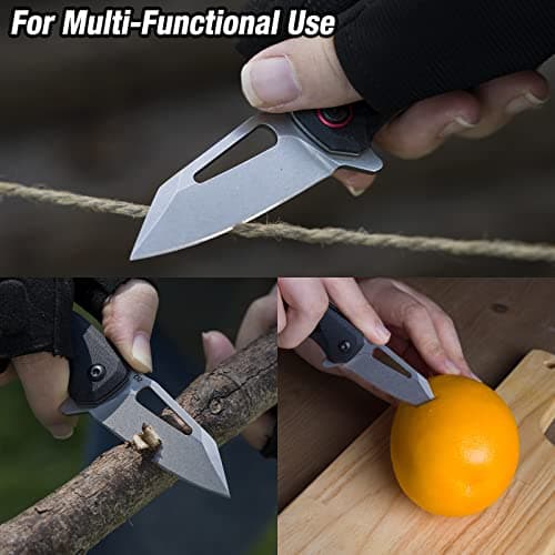 Flissa Mini Pocket Knife, 2.5" D2 Blade, G10 Handle, Black, EDC Knife for Outdoors