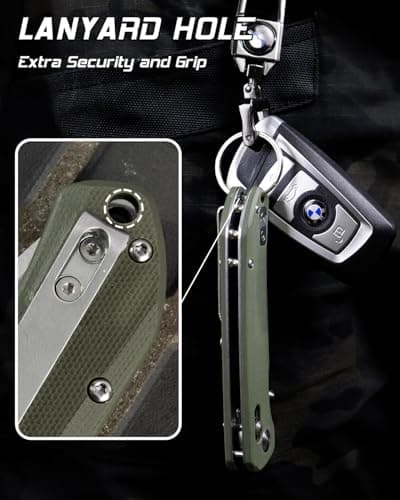Axis Lock Pocket Knife, 3.46" D2 Steel Blade, G10 Handle, Crossbar Lock, Camping & Hiking