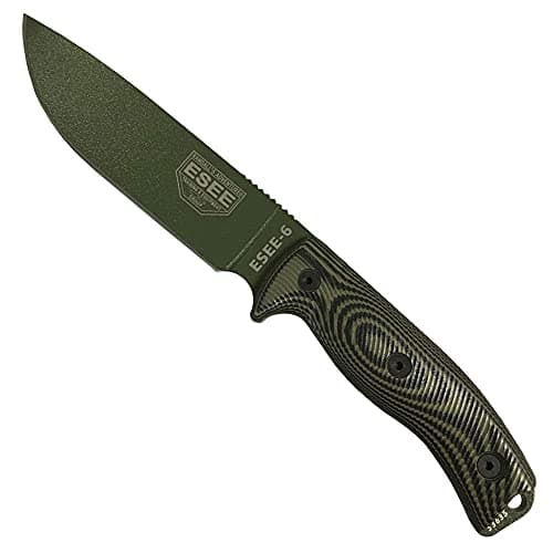 USA-Made ESEE 6 Fixed Blade Knife with Contoured Handle