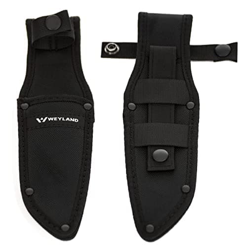 Weyland Tactical Knife with MOLLE Holster - Survival Hunting Bugout Knife - Black
