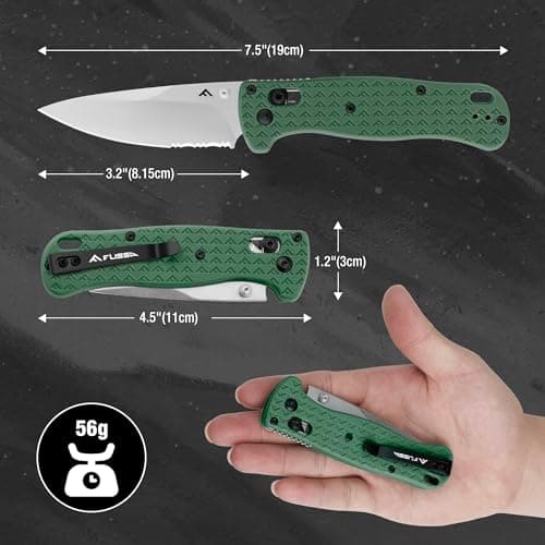 FLISSA 4.5" Folding Pocket Knife, AUS-8 Steel, Axis Lock, Green (Men's Gift)