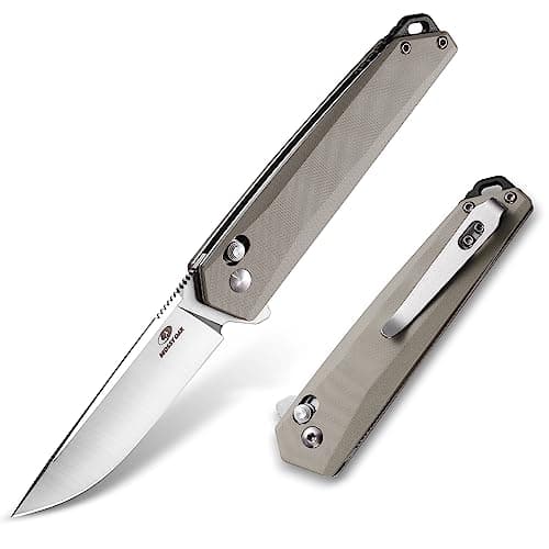 Mossy Oak 3.5-Inch D2 Steel Pocket Knife, Black Belt Clip (EDC) — Brown