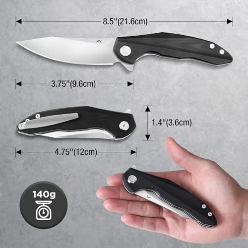 Folding Pocket Knife with D2 Steel Blade and G10 Handle for Men