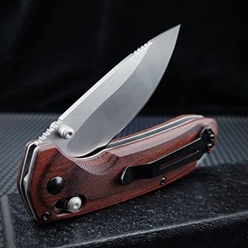 7 D2 Steel Axis Lock Knife with Wood Handle