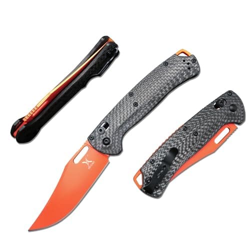 Taggedout Axis Lock Knife for Men - D2 Blade, G10 Green Handle, Manual Open, with Deep Carry Clip — Carbon Fiber