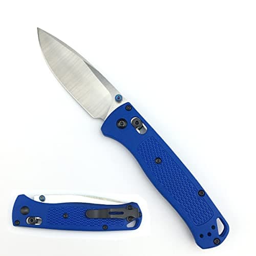 7.4in Satin Finish 8Cr13MoV Drop Point Grivory Handle Pocket Knife for Men (Red) — blue handle
