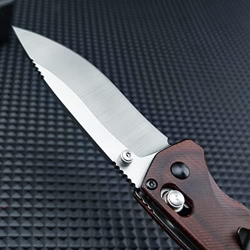 7 D2 Steel Axis Lock Knife with Wood Handle