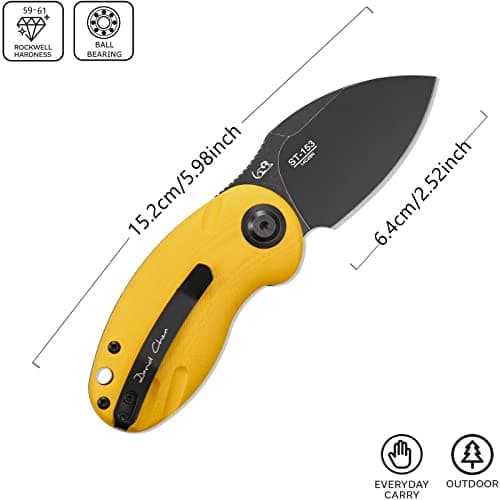 Sitivien ST153 Chinese Zodiac Pocket Knife, Sandvik 14C28N Black Stonewashed Blade, G10 Handle, Camping & Hunting