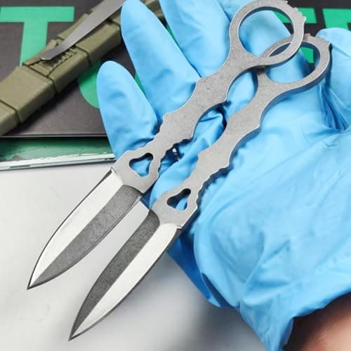 6.7" Tactical Fixed Blade Knife with Sheath, Serrated Edge, Stonewash - Perfect for Camping, Hunting, Hiking, and Fishin