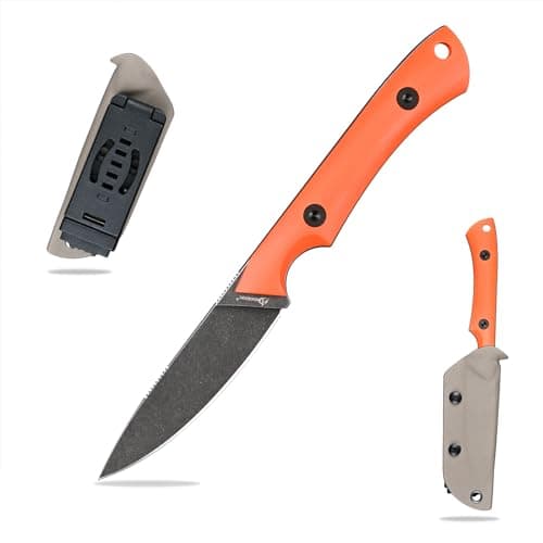 DC53 Steel Tactical Fixed Blade Knife with Kydex Sheath for Men EDC (Black G10 Handle) — Black+G10 Orange