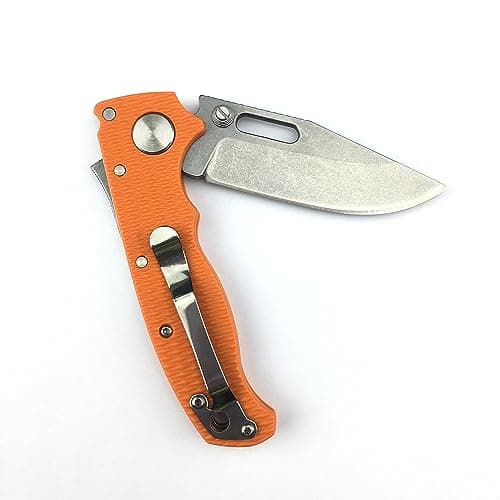 Shark-Lock AD20.5 Thumb-Assist Folder with 8Cr13MoV Blade, Orange Handle, for Camping and Hunting