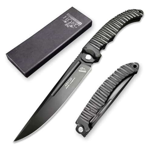 HUAAO 12 Russian Avatar Folding Knife for Men — Black blade