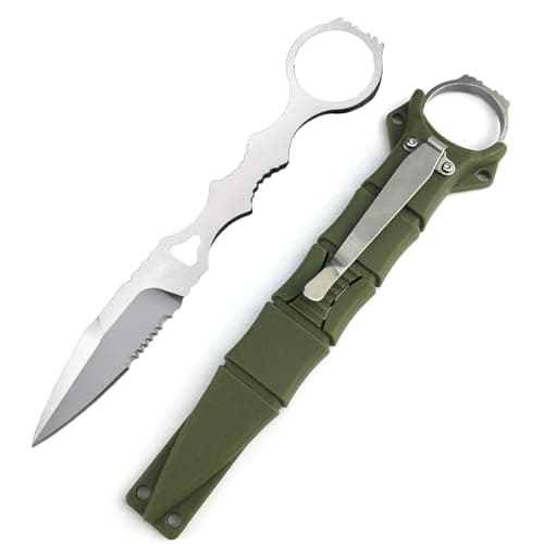 Black and White Portable Fixed Blade Knife with Kydex Sheath Camping Outdoor 440C Steel — White