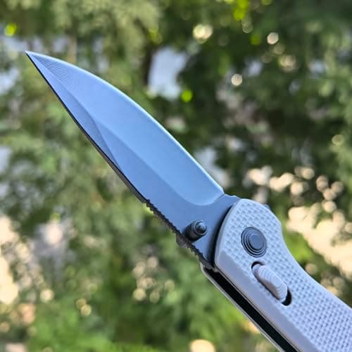 Axis Lock EDC Knife, Gray Fiberglass Handle, Coated Blade, LightweightPocket Carry