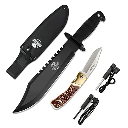 Mossy Oak 15-inch Survival Bowie & Folding Hunting Knife, Sheath Included, Tactical Knife for Camping, Hunting, Outdoor
