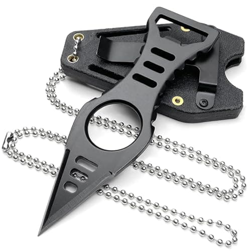Ultra Small Fixed Blade Black Neck Knife for Men Tactical Outdoor Camp Knives — Black Coated