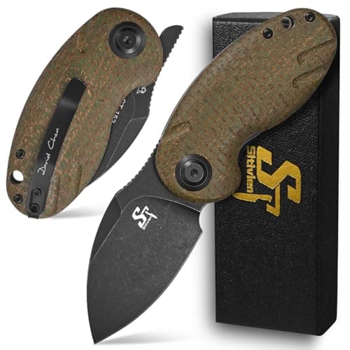 Sitivien ST153 Chinese Zodiac Pocket Knife, Sandvik 14C28N Black Stonewashed Blade, G10 Handle, Camping & Hunting — Green