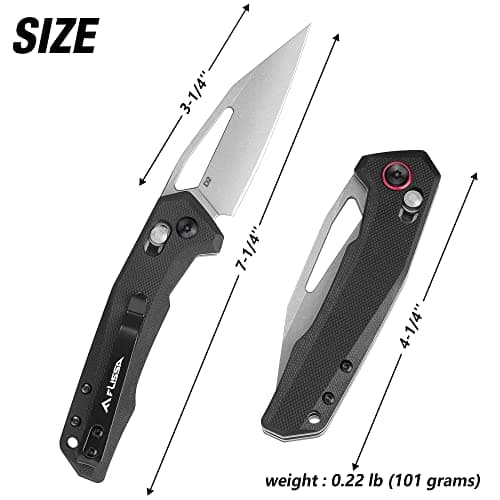 Flissa Pocket Knife, 3.25" D2 Blade, Axis Lock, G10 Handle, Black