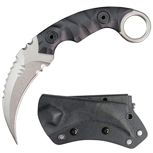 Ccanku C1691 D2 Steel Fixed Blade Knife, G10 Handle, 4 Inches, Outdoor & Camping EDC Tool, Kydex Sheath — Silver