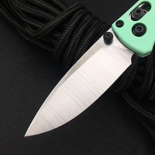 HUAAO 6.5" Thumb Stud Open Lock Knife, 7Cr17Mov Grivory Handle, Hunting & Camping Folding Knife (Green)