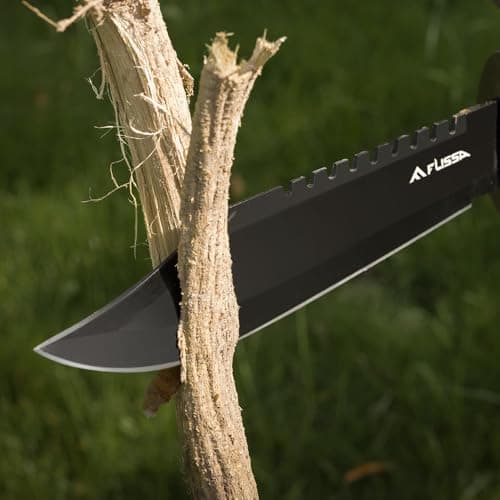 Flsissa 15-inch Full Tang Hunting Knife with Sheath & Sharpener for Camping & Survival