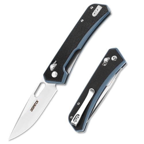 Axis Lock Pocket Knife, 3.46" D2 Steel Blade, G10 Handle, Crossbar Lock, Camping & Hiking — Black EDC Pocket Knife
