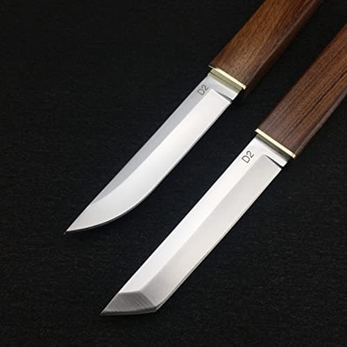 HUAAO 2PCS D2 Drop Point & Tanto Fixed Blade Knives with Wood Handle