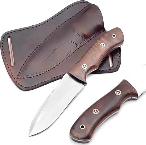 Predator Hunter 9" Damascus Steel Fixed Blade Skinning Knife (Exotic Wood Handle) — Glossy