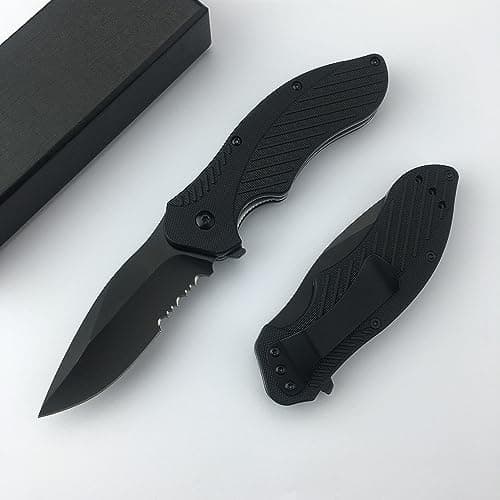 7.9" Axis Lock Pocket Knife, 8Cr13Mov Blade, Aluminum Handle, EDC Knife for Men and Women (Grey) — Black