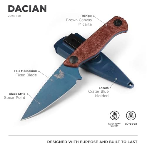 Benchmade Dacian Fixed Blade Knife Brown Canvas Micarta 203BT-01
