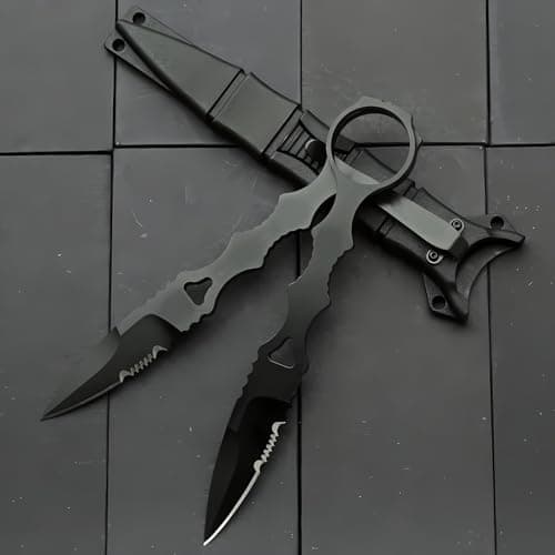 6.7 Inch 440C Fixed Blade Portable Knife for Camping with Kydex Sheath (Black)