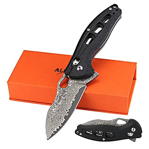 ALBATROSS FK036SC-BK Satin Blade FRN Handle Assisted Open Folding Knife — I-Black/Damascus