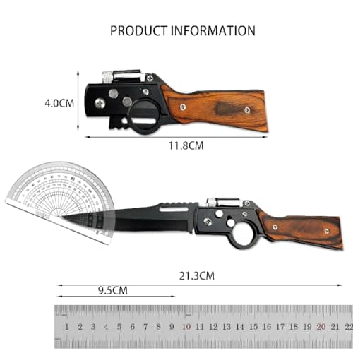 AK47 Assisted Opening Knife with LED Light, 3.7" 5Cr15 Steel Blade, Outdoor Gift for Men