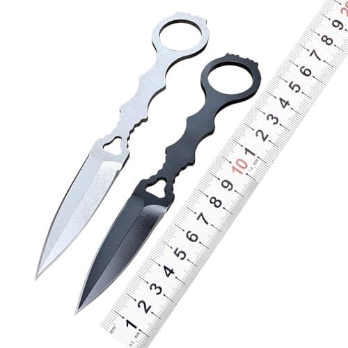 6.7" Tactical Fixed Blade Knife with Sheath, Serrated Edge, Stonewash - Perfect for Camping, Hunting, Hiking, and Fishin