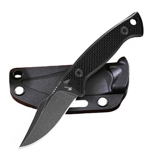 Compact 2.4" Fixed Blade Neck Knife, D2 Steel, Dark Stonewash, G-10 Handle — Black