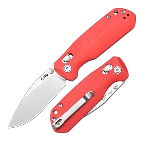 CJRB Maximal Folding Knife, Green Micarta Handle, Crossbar Lock, J1954 Green — Red/G10 Handle