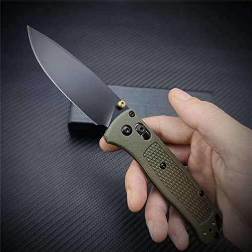Axis Lock Knife, Men's EDC Folding Pocket Knife, Green Grivory Fiberglass Handle, Coated Blade, Lightweight Belt Clip