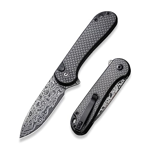 CIVIVI Elementum II Damascus Blade Pocket Knife, Deep Carry Clip, EDC C18062PB-DS1