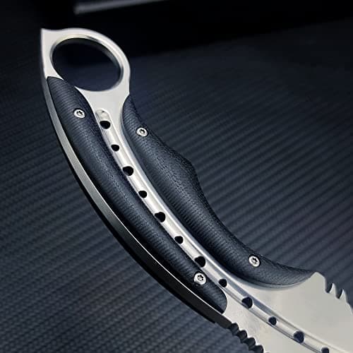 HUAAO Karambit Knife with Leather Sheath & Fixed Blade
