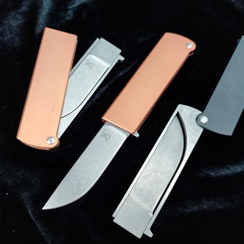 Men's Cool Reversal Pocket Knife, D2 Blade, Manual Open, T6 Aluminum Handle (Black)