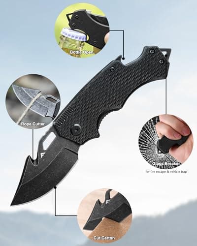Mini Folding Pocket Knife with Drop Point Blade for Men (Black)