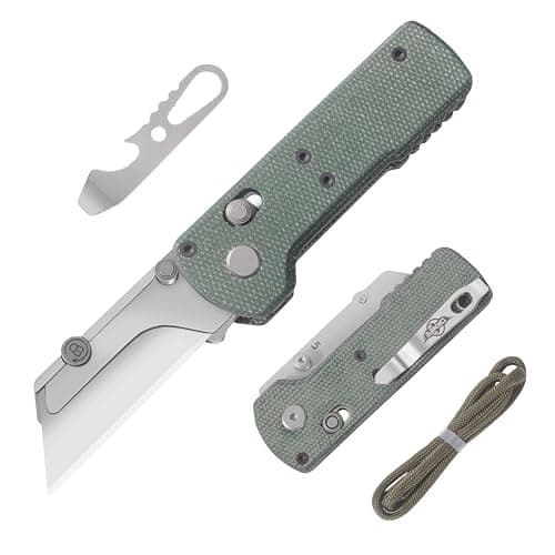 OKNIFE Otacle U1 Folding Utility Knife with Rail Lock and Pocket Clip — Green Micarta