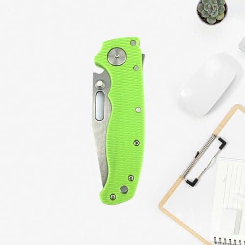 Shark Lock Folding Pocket Knife, 2.9'' 8Cr13MoV Steel, Green Grivory Handle, Thumb Stick, EDC, Camping, Hunting