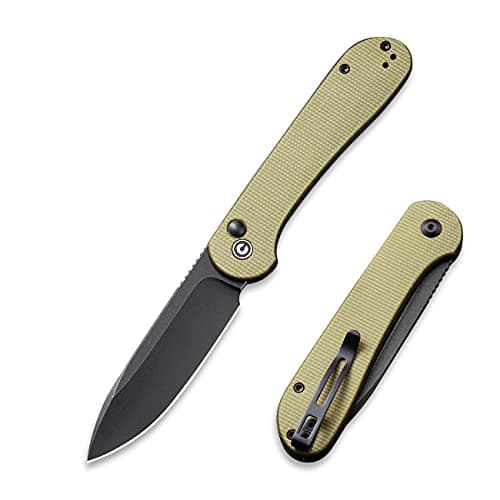 CIVIVI Elementum Button Lock Damascus Blade Knife - EDC C2103DS-3 — Olive