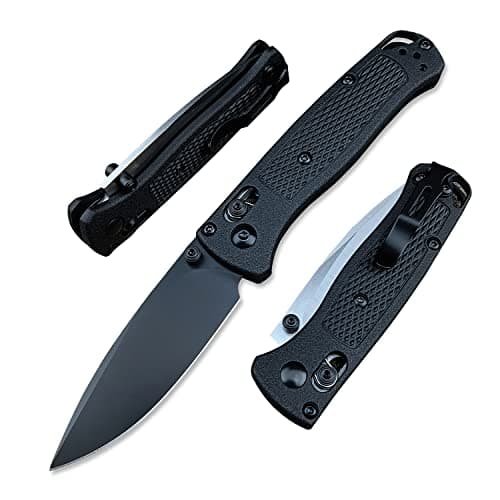 Axis Lock Mini EDC Knife, 8Cr13MoV 2.7" Blade, White Grivory Handle (Thumb Open) — Black Blade