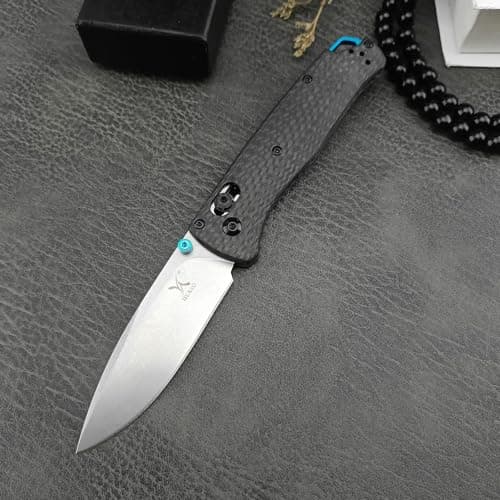 Folding Pocket Knife with D2 Steel Blade and Carbon Fiber Handle