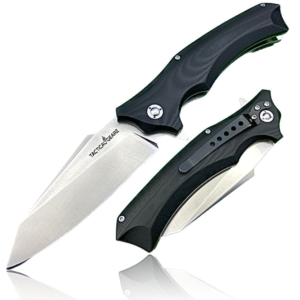 Tactical Gearz Vex Pocket Folding Knife, G10 Handle, 9Cr18MoV Stainless Steel Blade, Sheath Included
