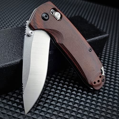 7 D2 Steel Axis Lock Knife with Wood Handle