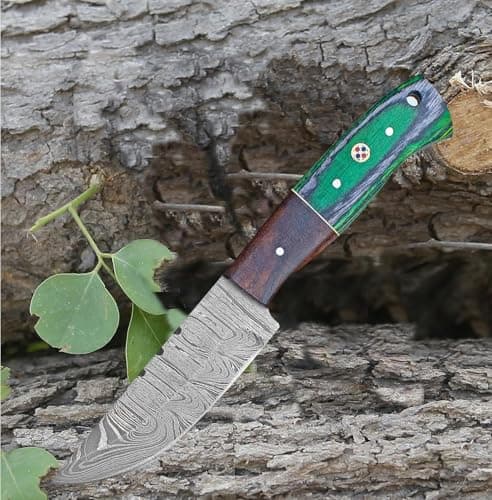 Predator Hunter 9" Damascus Steel Fixed Blade Skinning Knife (Exotic Wood Handle) — HK-30